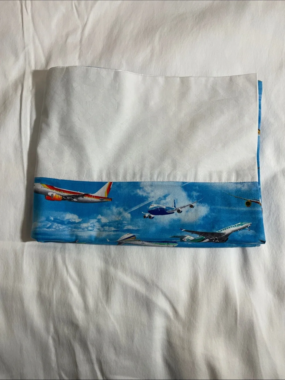 Kids Blue Airplane Print Pillowcase - Unbranded